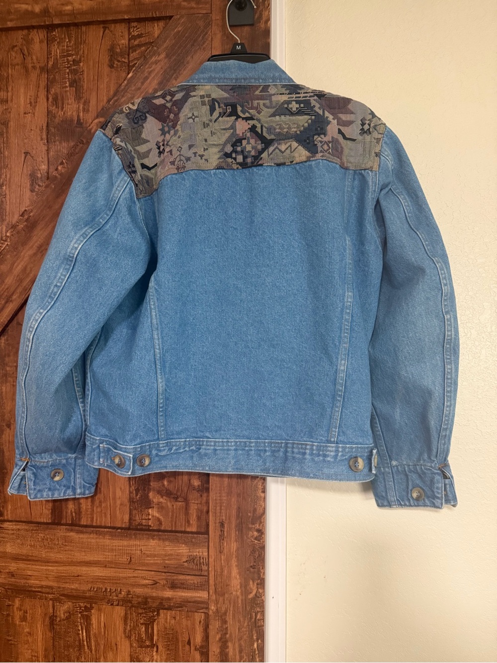 Vtg 90’s LLBean Women Aztec Western Denim Jacket Size L - Picture 3 of 4